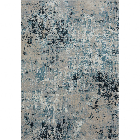 8' X 10' Blue Abstract Distressed Washable Area Rug