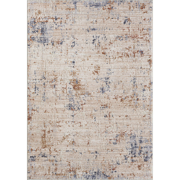 8' X 10' Ivory And Blue Abstract Area Rug