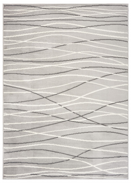 5' X 7' Gray Abstract Stain Resistant Indoor Outdoor Area Rug