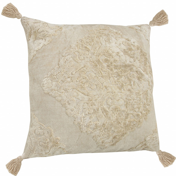 Set Of Two 20" X 20" Cream Solid Color Zippered Viscose Throw Pillow