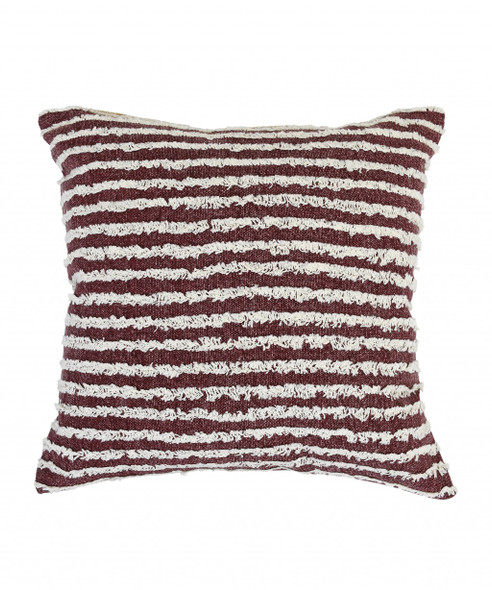 Set Of Two 20" X 20" Red Striped Zippered 100% Cotton Throw Pillow