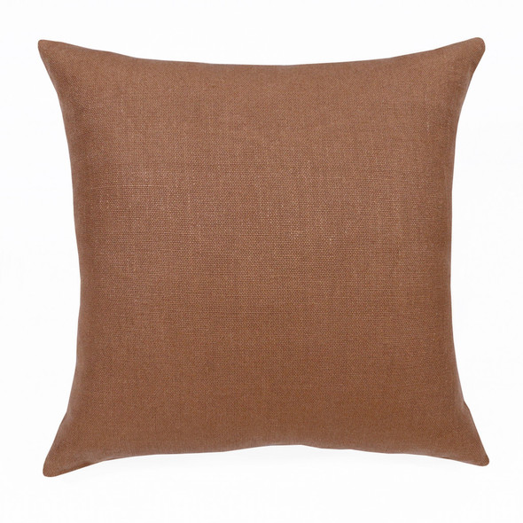 Set Of Two 20" X 20" Brown Solid Color Zippered Linen Throw Pillow