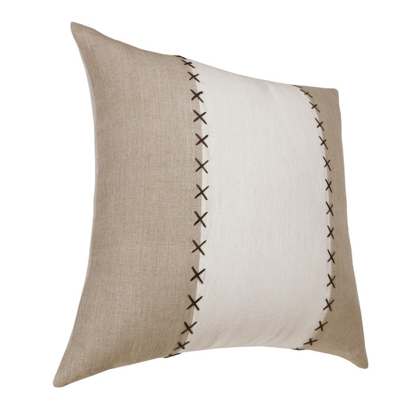 Set Of Two 20" X 20" Gray Patchwork Zippered Linen Throw Pillow