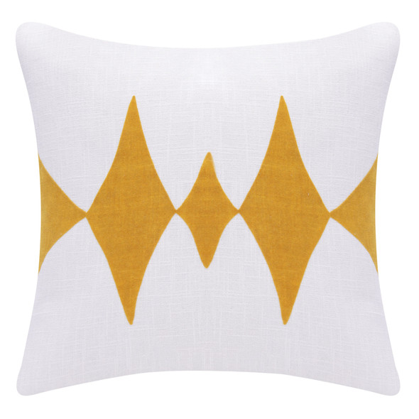 Set Of Two 20" X 20" Yellow Diamond Zippered 100% Cotton Throw Pillow