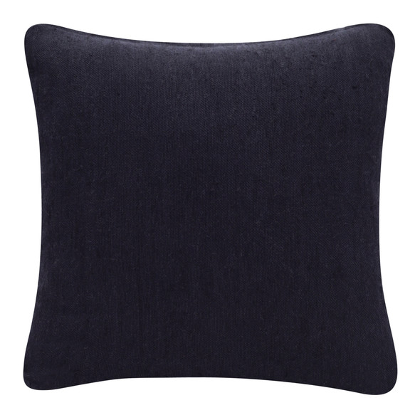 Set Of Two 20" X 20" Black Solid Color Zippered Linen Throw Pillow