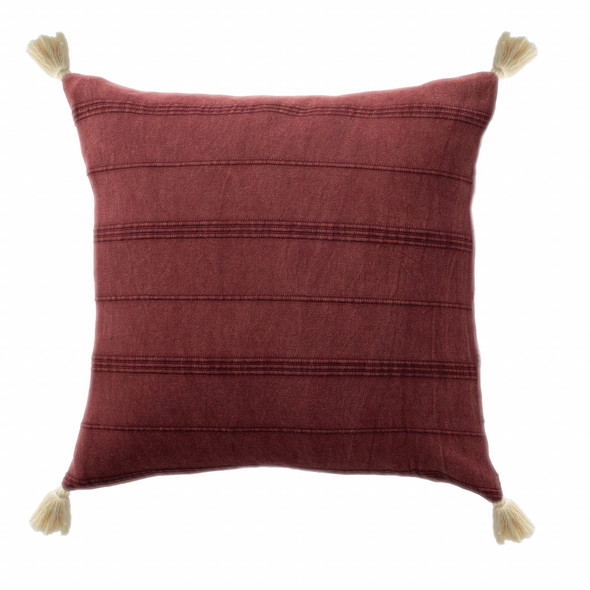 Set Of Two 18" X 18" Red Solid Color Zippered 100% Cotton Throw Pillow