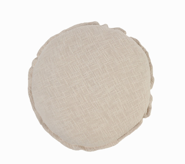 Set Of Two 20" X 20" Round Beige Round Solid Color Zippered 100% Cotton Throw Pillow