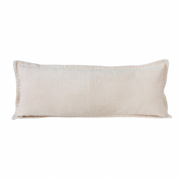 Set Of Two 14" X 36" Beige Solid Color Zippered 100% Cotton Throw Pillow