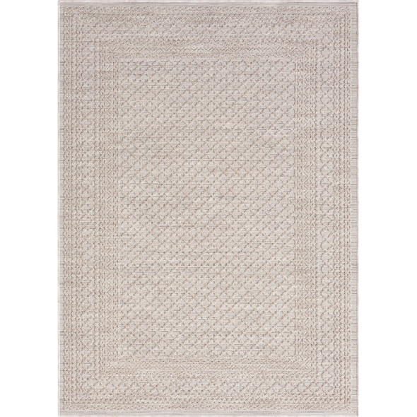 8' X 9' Ivory Geometric Indoor Outdoor Area Rug