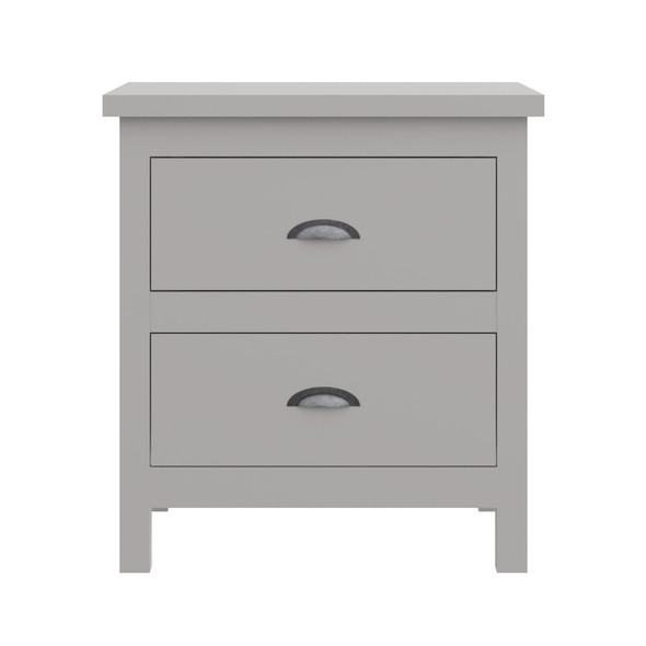 16" Two Drawer Nightstand With Solid Wood Top