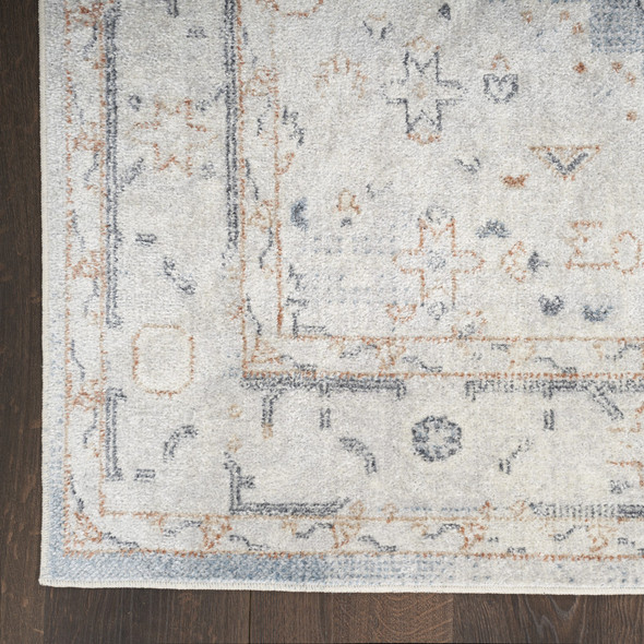 3' X 5' Light Blue Oriental Power Loom Distressed Washable Area Rug