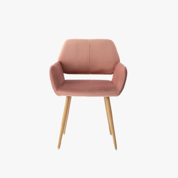 Pink Upholstered Velvet Open Back Dining Chair