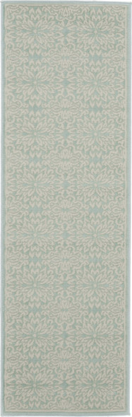 7' Aqua Floral Power Loom Runner Rug