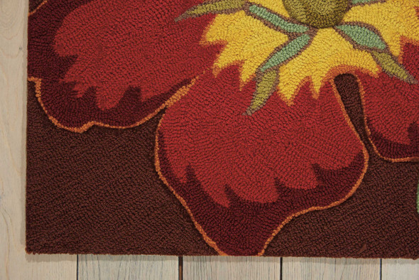 2' X 3' Brown Floral Hand Hooked Handmade Area Rug