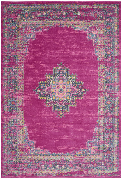 9' X 12' Fuchsia Floral Power Loom Area Rug