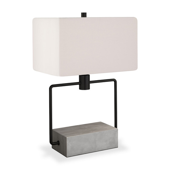 22" Gray and Black Mod Table Lamp With White Rectangular Shade