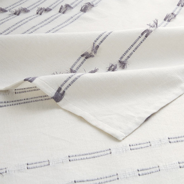 Ivory Cotton Striped Jacquard Shower Curtain - 72x72"