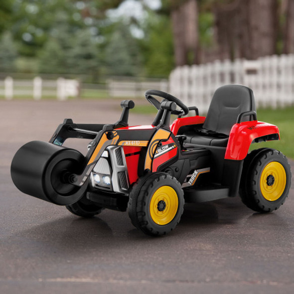 12V Kids Ride on Road Roller with 2.4G Remote Control-Red