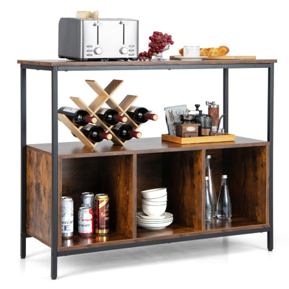 Modern Kitchen Buffet Sideboard with 3 Compartments-Rustic Brown