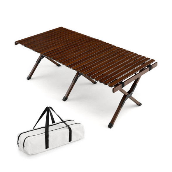 Portable Picnic Table with Carry Bag for Camping and BBQ-Brown