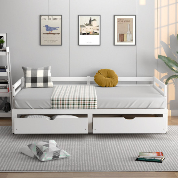 Extendable Twin to King Daybed with Trundle and 2 Storage Drawers-White