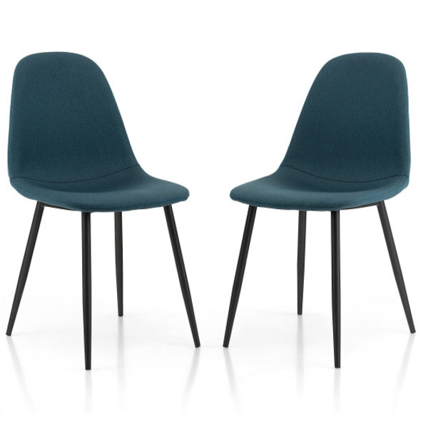 Dining Chairs Set of 2 with Black Metal Legs-Blue