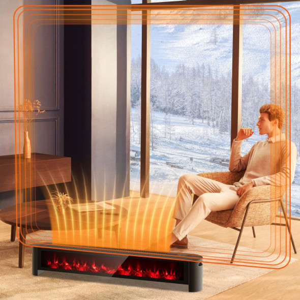 1400W Electric Baseboard Heater with Realistic Multicolor Flame-Black