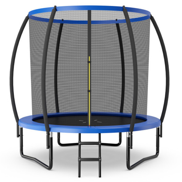 10 Feet ASTM Approved Recreational Trampoline with Ladder-Blue