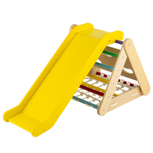4 in 1 Triangle Climber Toy with Sliding Board and Climbing Net-Multicolor