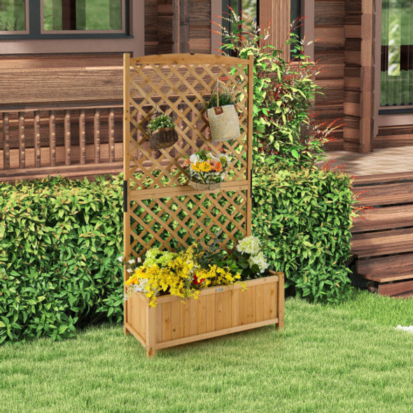 Planter Raised Bed with Trellis for Plant Flower Climbing-Orange