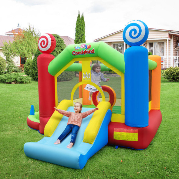 Candy Land Theme Kids Inflatable Bounce House with 735W Air Blower