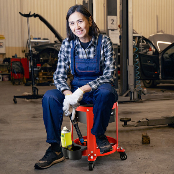 Rolling Mechanic Stool with Removable Padded Seat and Drawers