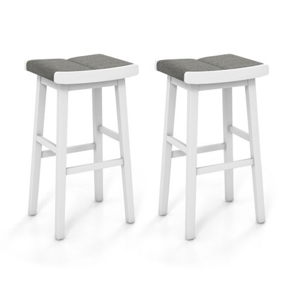 2 Pieces 31.5 Inch Upholstered Saddle Barstools with Padded Cushions-31.5 inches