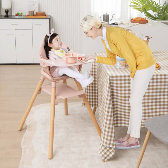 6-in-1 Baby High Chair with Removable Dishwasher and Safe Tray-Pink