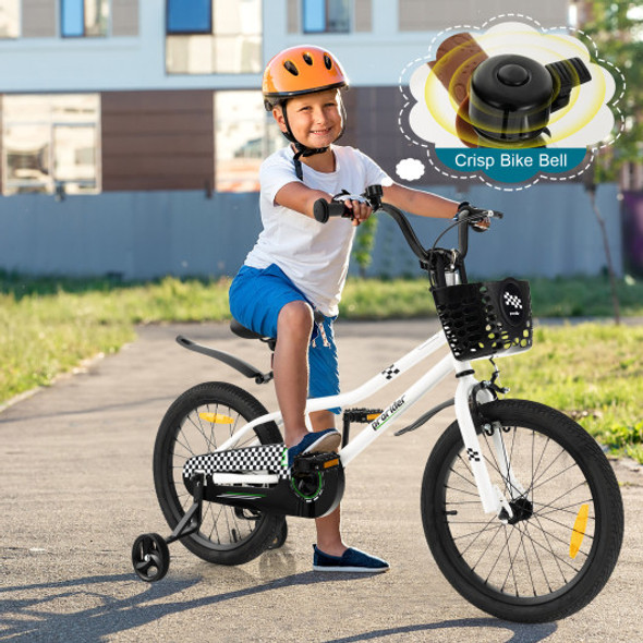 18 Feet Kid's Bike with Removable Training Wheels-Black & White