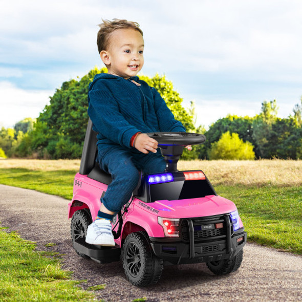 6V Kids Ride On Police Car with Real Megaphone and Siren Flashing Lights-Pink