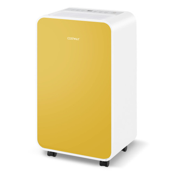 32 Pints/Day Portable Quiet Dehumidifier for Rooms up to 2500 Sq. Ft-Yellow