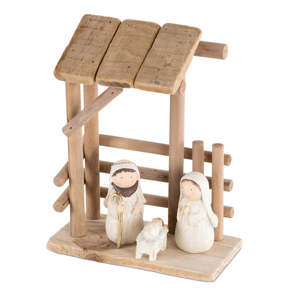 Wooden Creche Nativity Scene 9"H - 86013