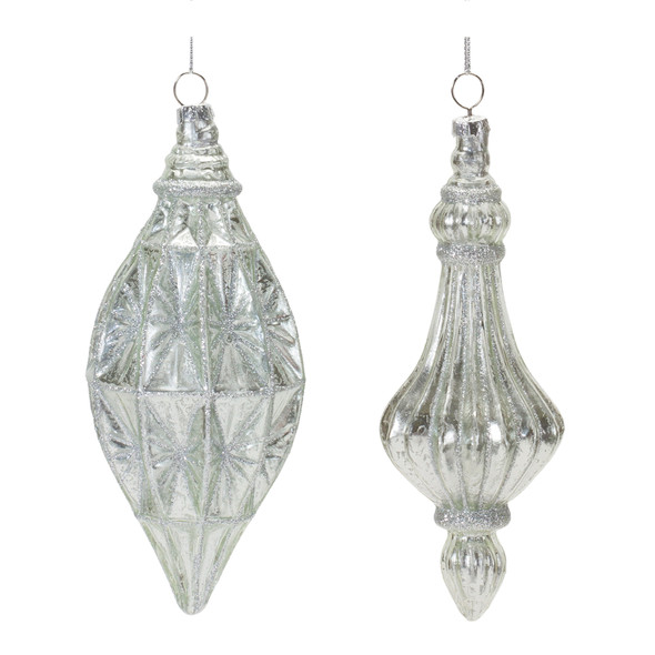 Glittered Glass Drop Ornament (Set of 12) - 86469