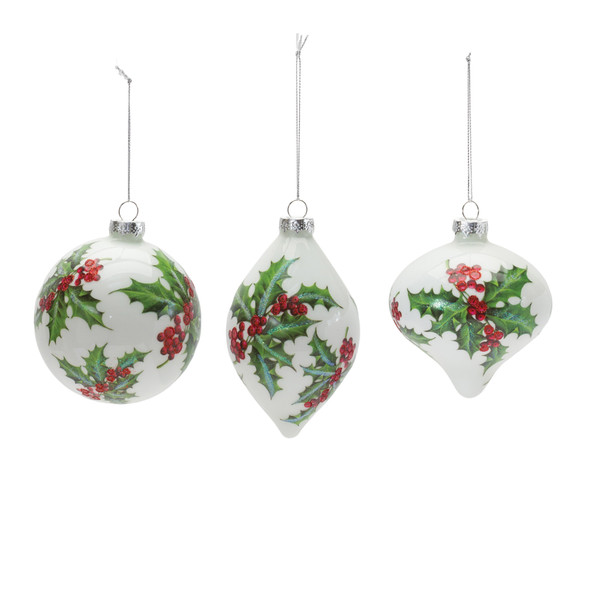 Glass Holly Berry Ornament (Set of 6) - 86473
