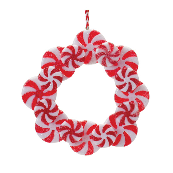 Peppermint Candle Wreath Ornament (Set of 24) - 86476