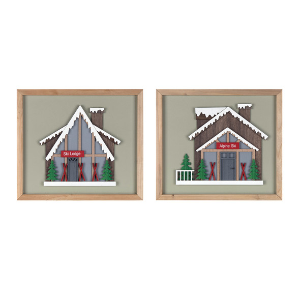 Framed Ski Lodge Wall Art (Set of 4) - 86514