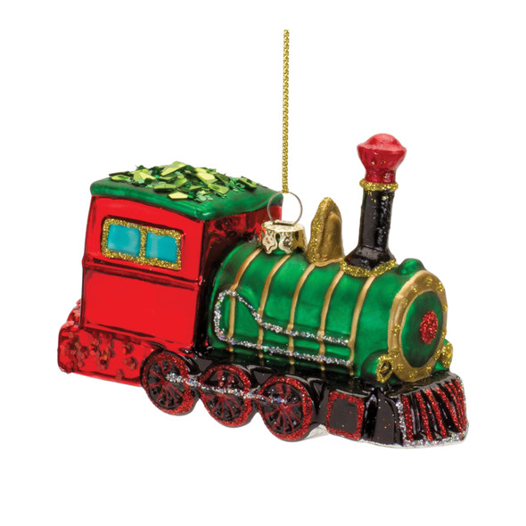 Glittered Glass Train Ornament (Set of 6) - 86565