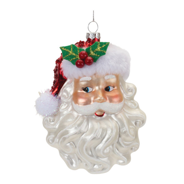 Glittered Glass Santa Ornament (Set of 6) - 86566