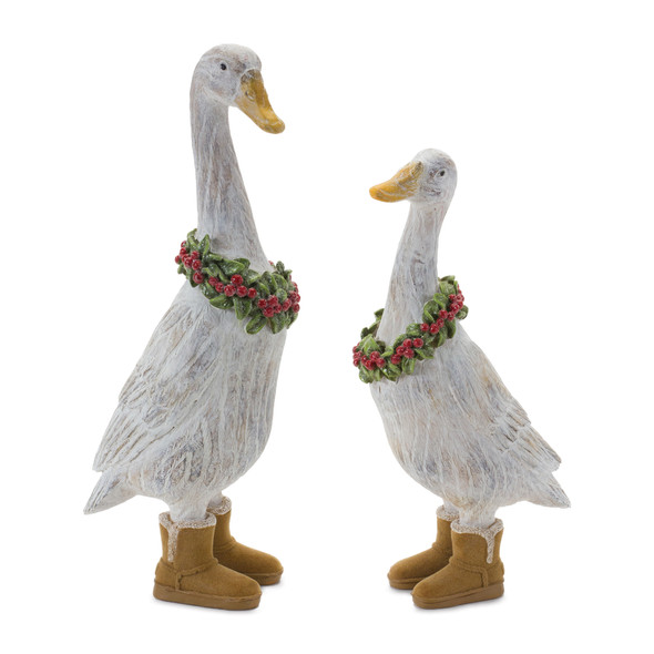 Winter Goose Figurine with Boots (Set of 2) - 86573