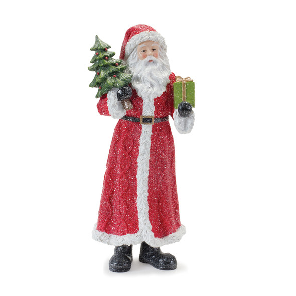 Glitter Santa Figurine with Pine Accent (Set of 3) - 86584