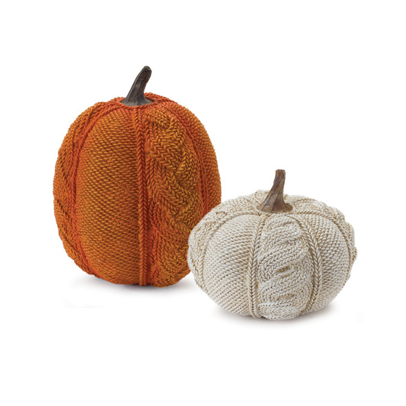 Woven Sweater Design Pumpkin (Set of 2) - 86586