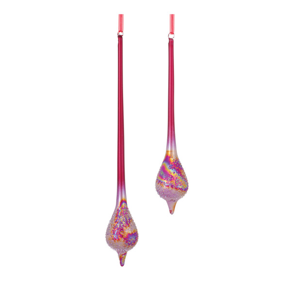 Irredescent Glass Drop Ornament (Set of 12) - 86596