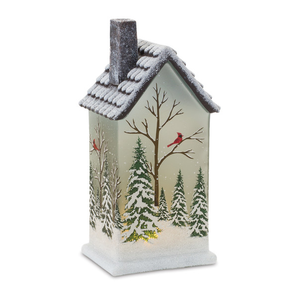 LED Lighted House with Pine Trees (Set of 2) - 86731