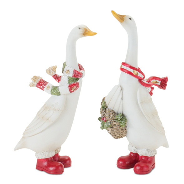 Holiday Goose Figurine with Scarf Accent (Set of 4) - 86834